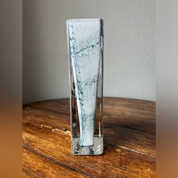 Vintage German Spiegelau Marbled design Rectangular Tall and Slim Vase 8” height - Picture 5 of 7